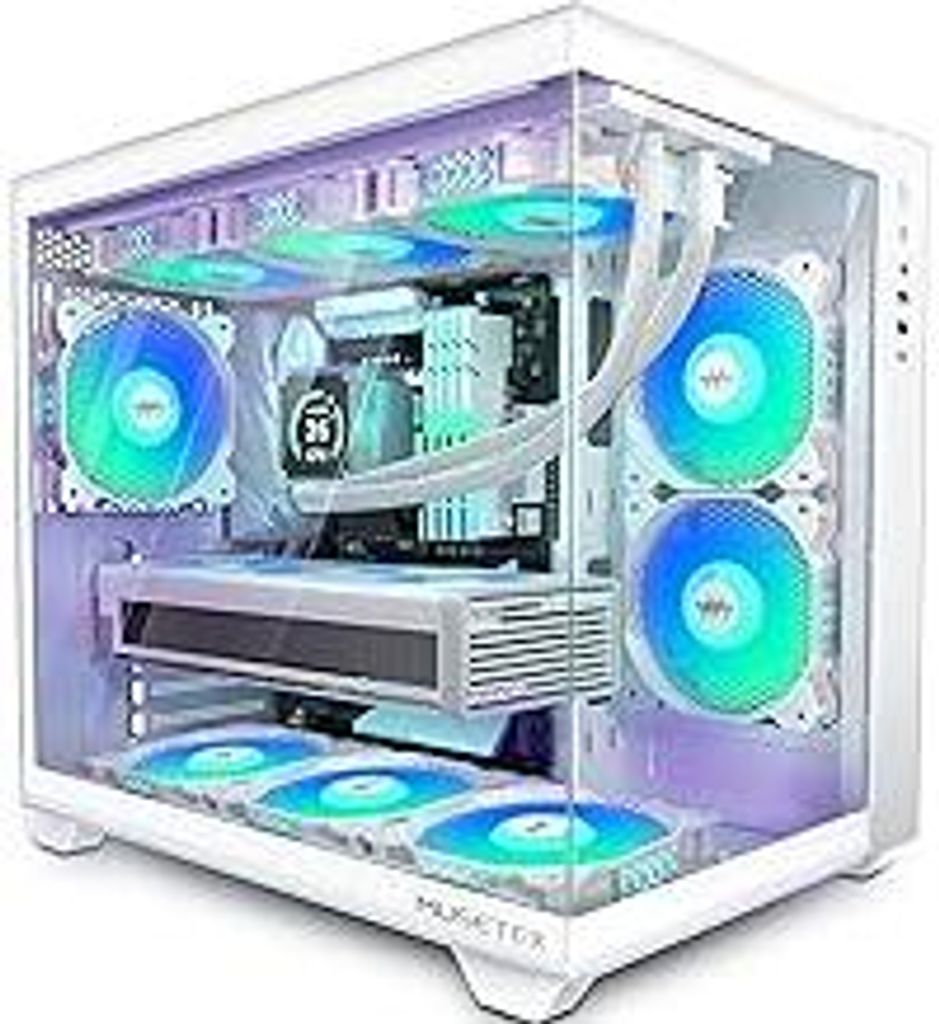 MUSETEX PC Gehäuse ATX,6 PWM ARGB Lüfter vorinstalliert,360MM Rad Unterstützung,Type-C Gaming Gehäuse,270° Full View Tempered Glass Mid Tower ...