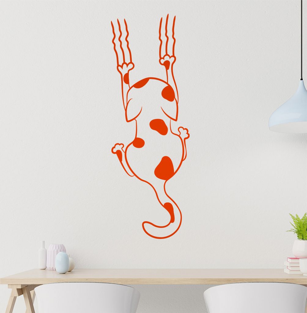Katze rutschen Krallen Wandtattoo in 6 Größen - Wandaufkleber Wall Sticker - Dekoration, Küche, Wohnzimmer, Schlafzimmer, Badezimmer