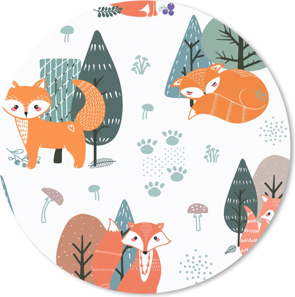 MuchoWow Mauspad Mousepad Muster - Fuchs - Baum 30x30 cm - Mousepads - Maus Mat - Pad - Mausunterlage - Tischunterlage - Schreibtischmatten