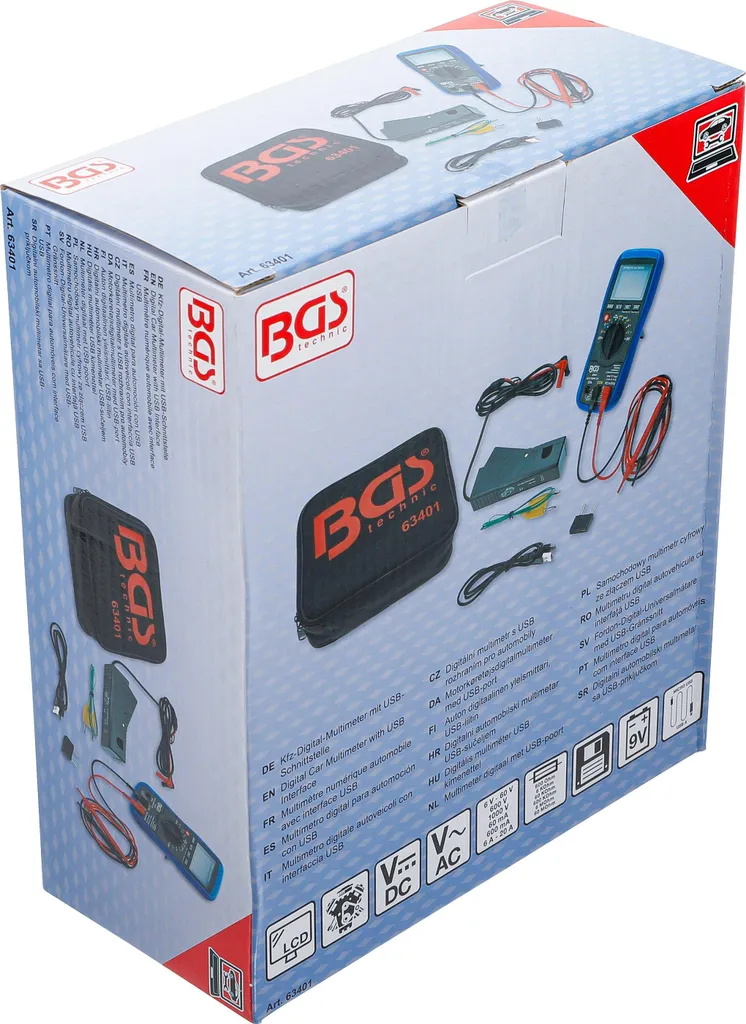 Multimètre auto USB BGS 63401 haute précision avec affichage numérique