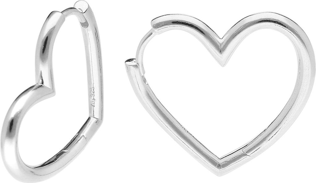 trendor 15173 Damen Ohrringe 925 Silber Creolen Herz 25 x 25 mm