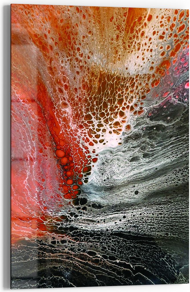 DEQORI Glasbild Echtglas 60x90 cm 'Magma Malerei' Wandbild Bild modern Deko