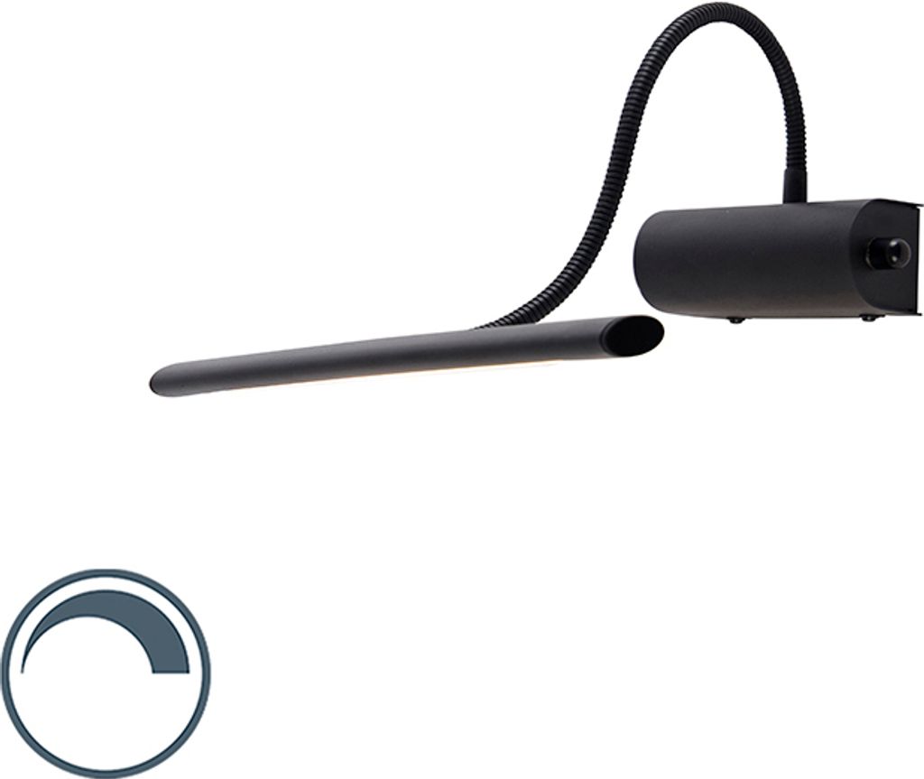 QAZQA - Modern Design Wandleuchte schwarz 32 cm inkl. LED mit Dimmer - Tableau Dimmer I Dimmbar I Wohnzimmer I Schlafzimmer - Stahl Länglich - I (...