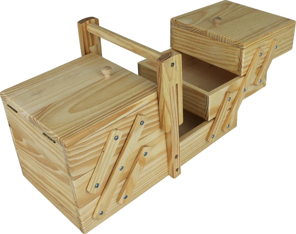 Boîte en bois 5 compartiments robuste avec poignée ergonomique - 21