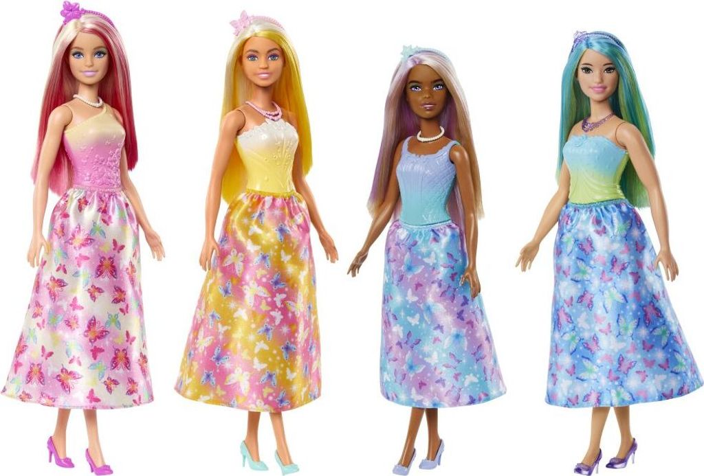 Barbie A Touch of Magic Royal Puppe mit bunten Haaren, Rock mit Schmetterlingsmuster und Zubehör, Modepuppe, Weiblich, 3 Jahr(e), Mädchen, 310 mm...