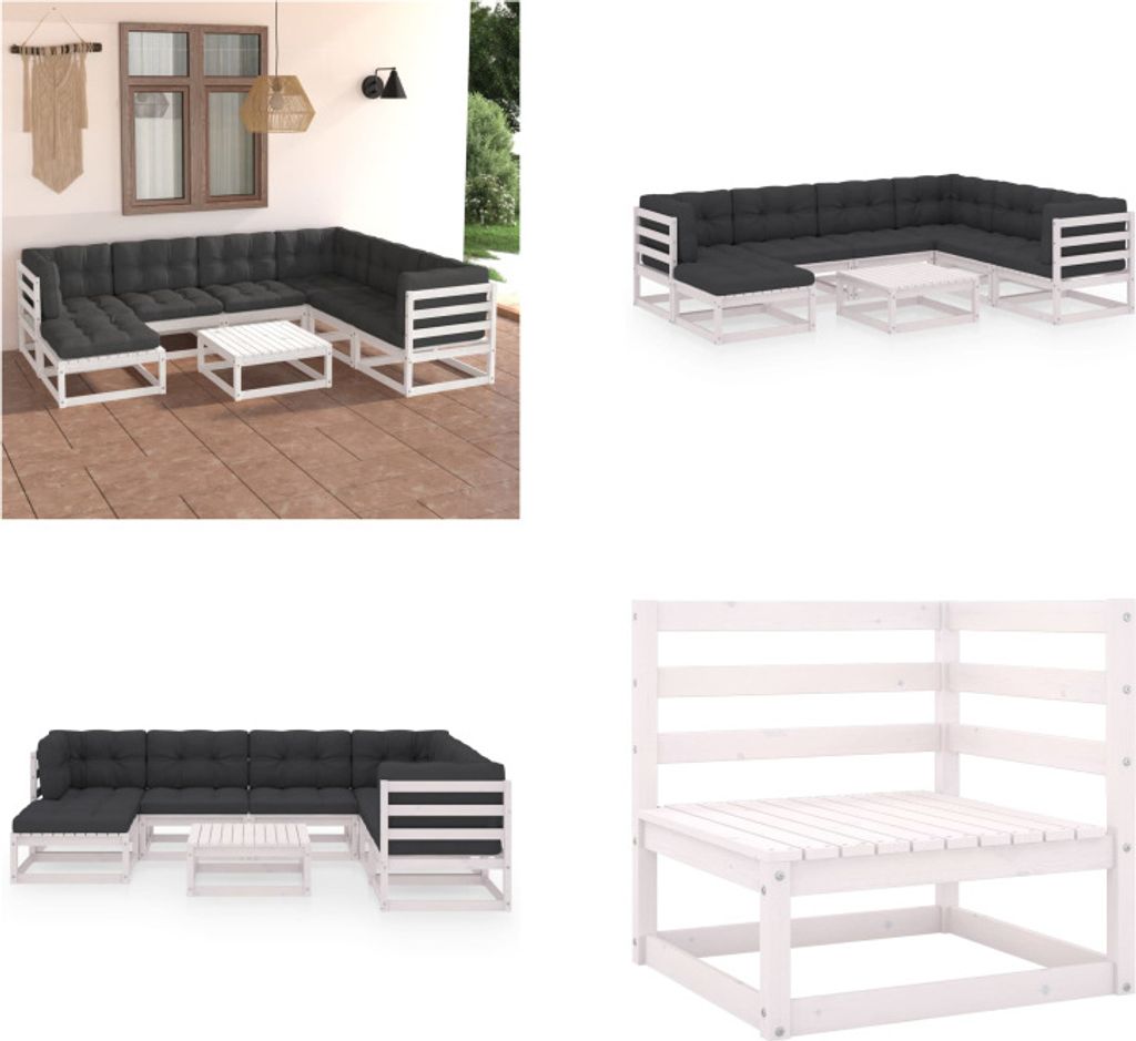 vidaXL 8 tlg. Garten Lounge Set mit Kissen Massivholz Kiefer - Gartenmöbel-Set - Gartenmöbel-Sets - Gartengarnitur - Gartengarnituren
