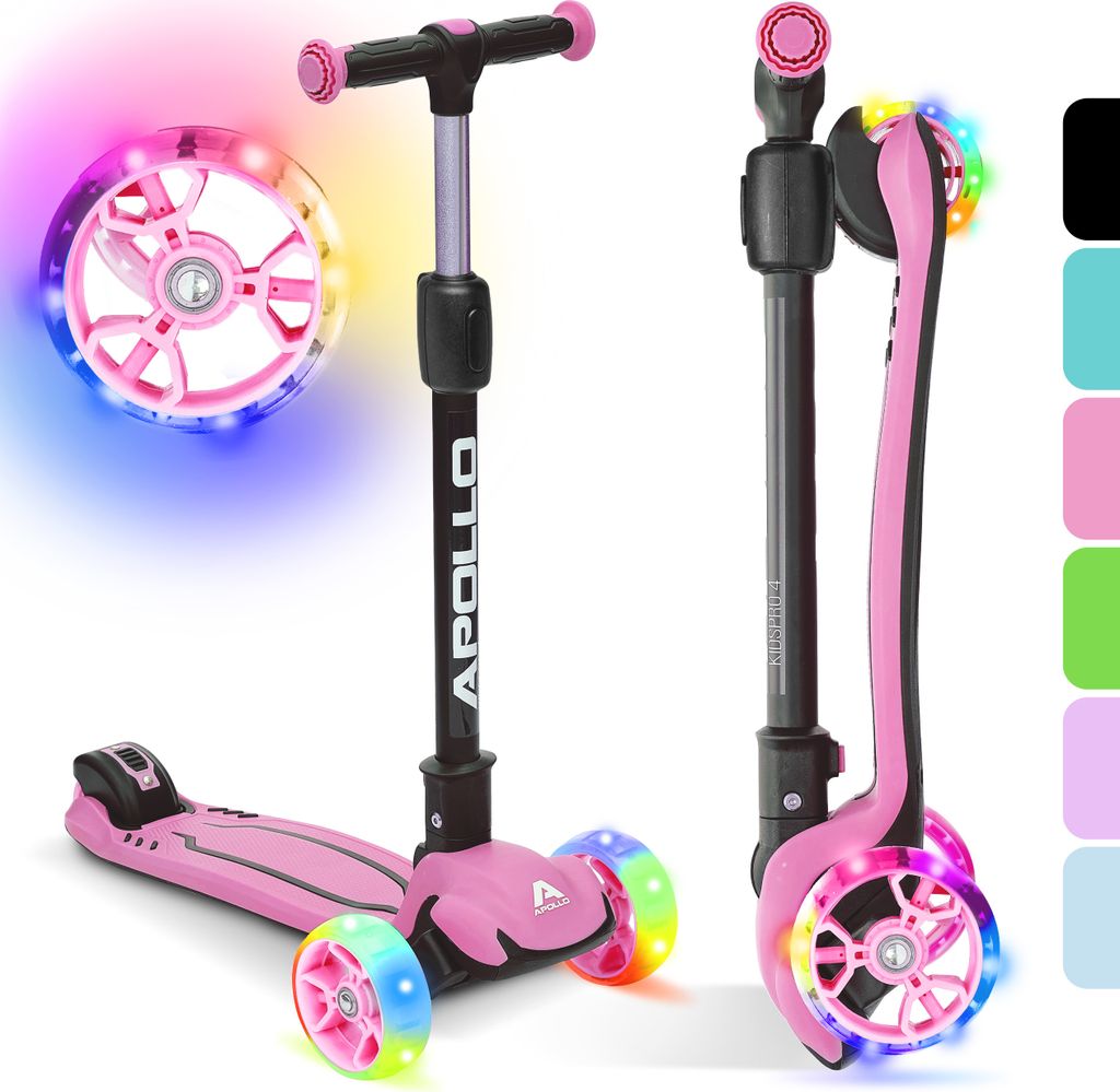 Apollo Kinderscooter KidsPro4 LED Roller - Pink Produktbild 