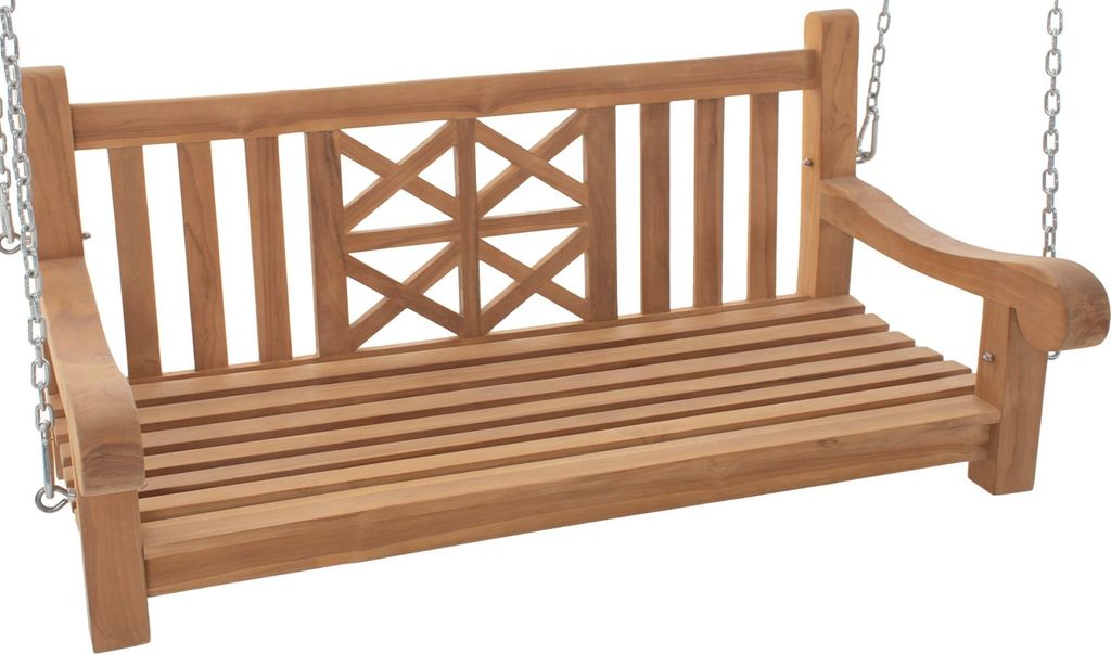 Schaukelbank TABEL - Holz Teak 120x70x61 cm | Hängebank Produktbild 