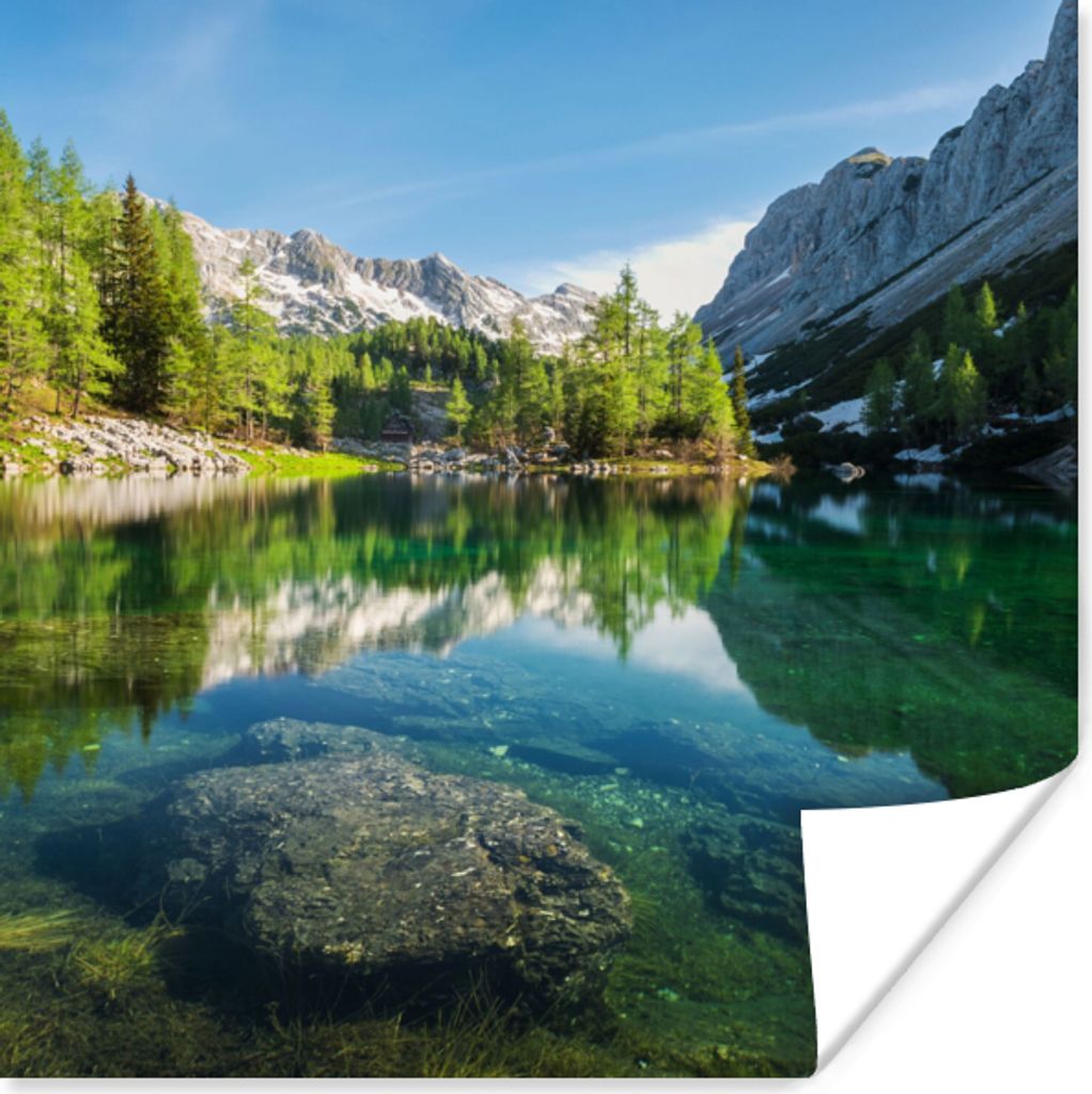 MuchoWow Poster Wasser - Berge - Felsen 30x30 cm - Wandposter - Printing