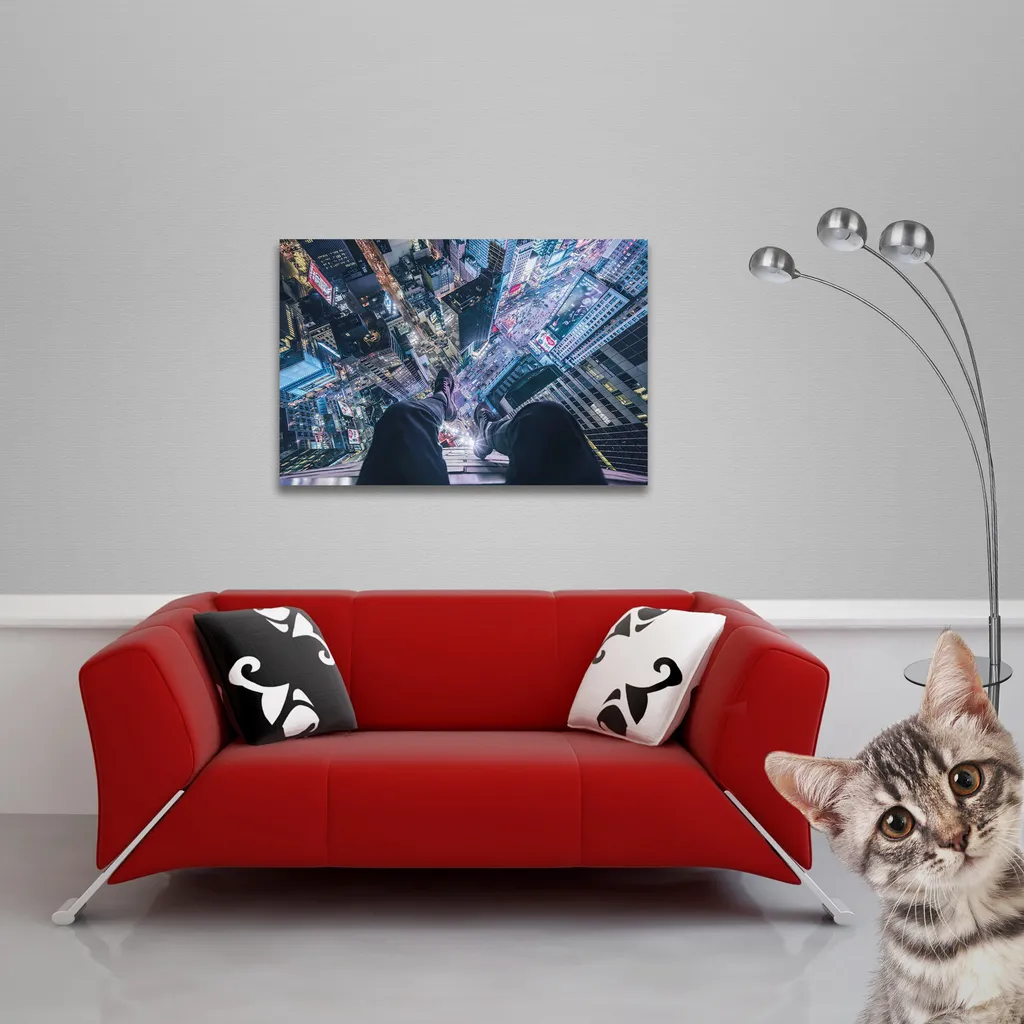 Poster New York Edge of Times Square avec 2 baguettes en bois 92 cm