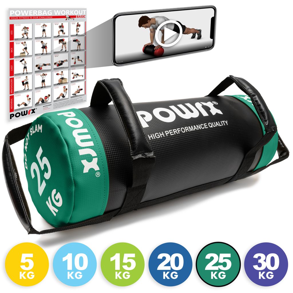 Power Bag aus Kunstleder 5-30kg I Fitness-Bag Sandbag für Functional Training Gewicht: 25 kg