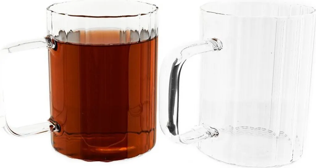 Set Bicchieri Tè e Caffè Riffle 350ml in Vetro Borosilicato 12pz