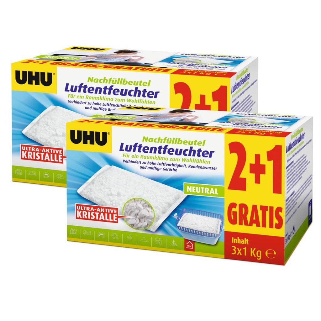 UHU Original Luftentfeuchter Nachfüllbeutel 3x1000g Neutral Produktbild 