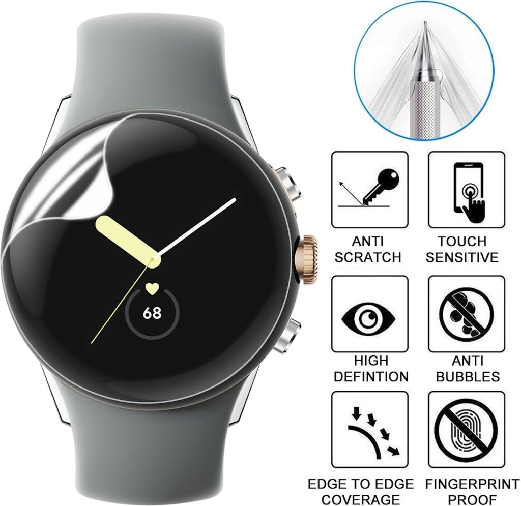 Für Google Pixel Watch 3 45mm Hydrogel Film Schutzfolie Transparent Display LCD