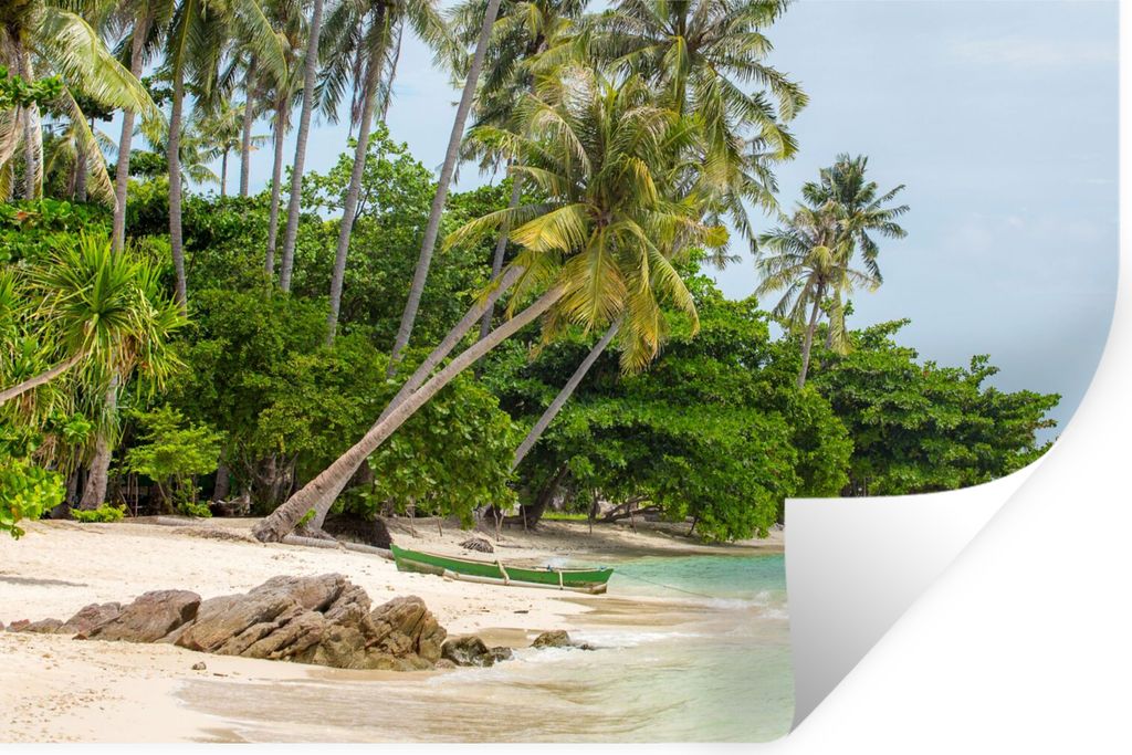 MuchoWow Wandtattoo Wandsticker Wandaufkleber Palmen - Strand - Sommer - Tropisch 30x20 cm Selbstklebend und Repositionierbar - Wierderverwendbar...