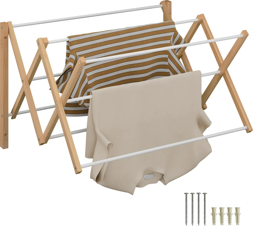 Relaxdays Stendino Parete Fisarmonica: Acciaio Inox e Salvaspazio