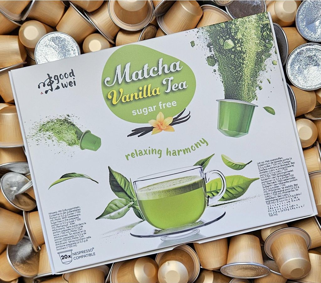 Matcha Vanille Tee Kapseln 20 Stück, kompatibel mit Nespresso
