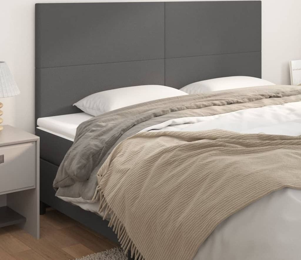 The Living Store Kopfteile 4 Stk. Grau 80x5x78/88 cm Kunstleder