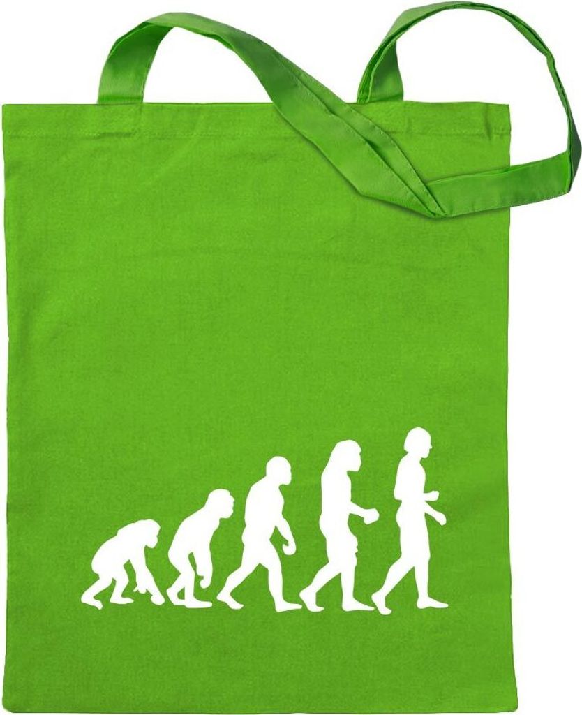 Kiwistar - Baumwolltasche - hellgrün - Evolution Charles Darwin - Tragetasche Stoffbeutel Umhängetasche Langer Henkel