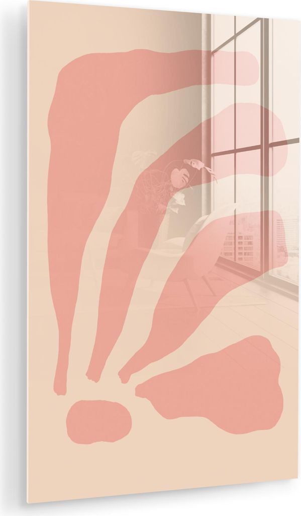 MuchoWow Glasbilder - Bilder auf Wandbild - Foto auf Glas Bohème - Rosa - Pastell - Abstrakt 60x90 cm Wanddekoration aus Glas - Acrylglasbild - Ac...
