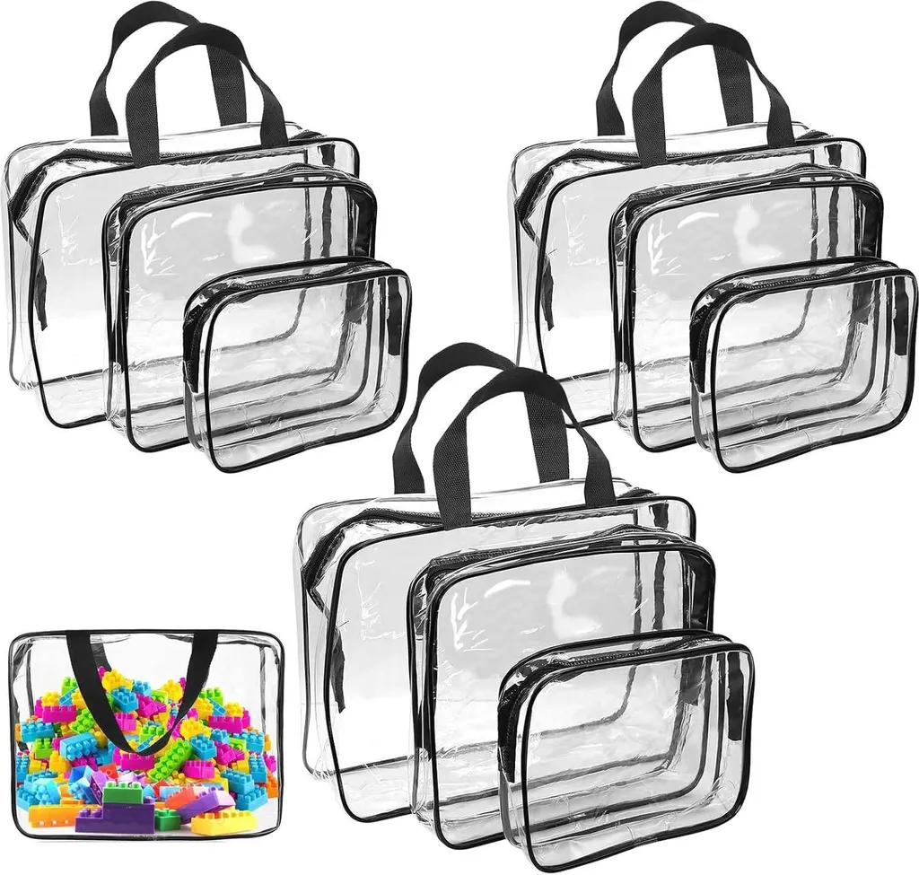 Pochettes de maquillage transparentes : Set de 9 trousses de voyage