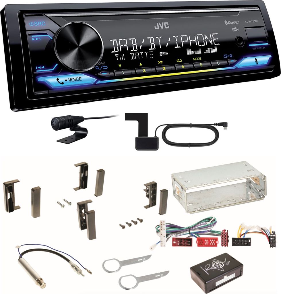 JVC KD-X472DBT Digitalradio Bluetooth USB MP3 FLAC Einbauset für Audi A3 8L