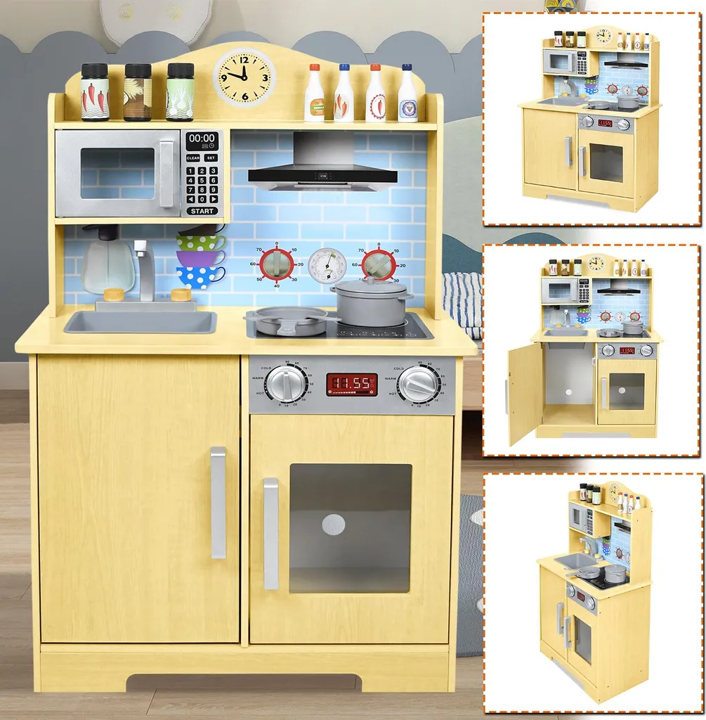 Cuisine de jeu en bois pour stimuler l'imagination des petits chefs 92cm