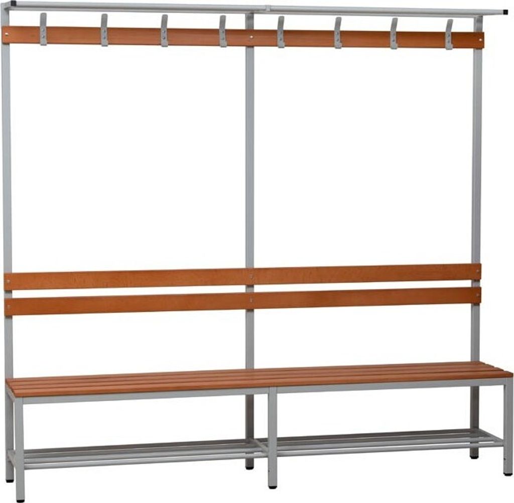 Gürkan Garderobenbank mit Haken und Schuhrost 107316 grau, buche Holz 200,0 cm