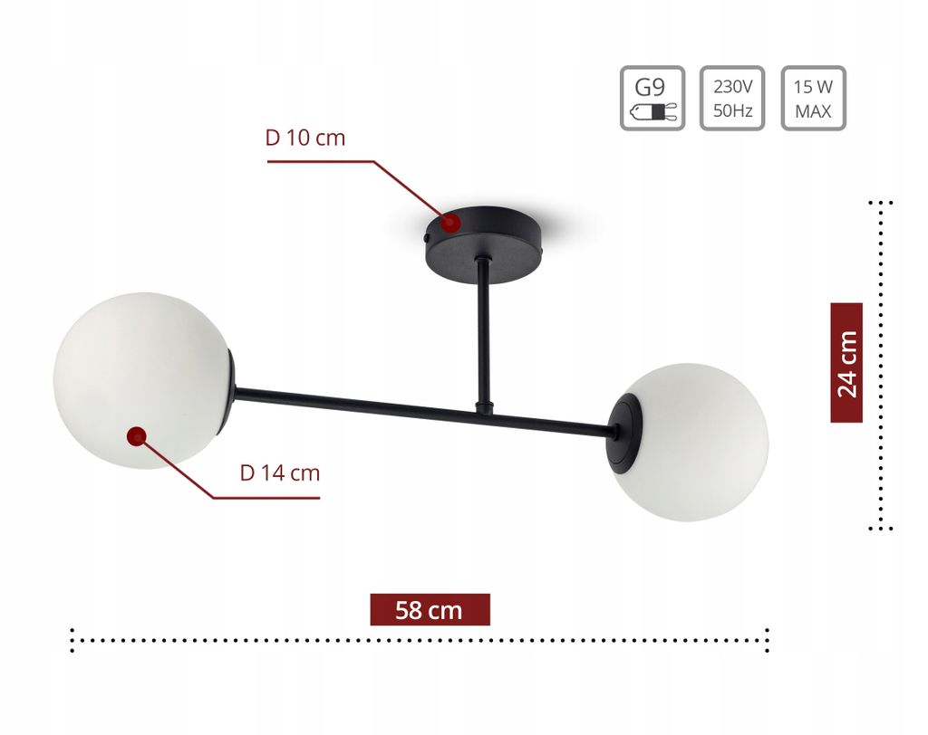 LUXOLAR Led Deckenleuchte - Deckenlampe 2-flammig schwarz Produktbild 2