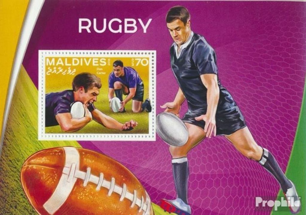 Briefmarken Malediven 2016 Mi Block 945 (kompl. Ausg.) postfrisch Rugby