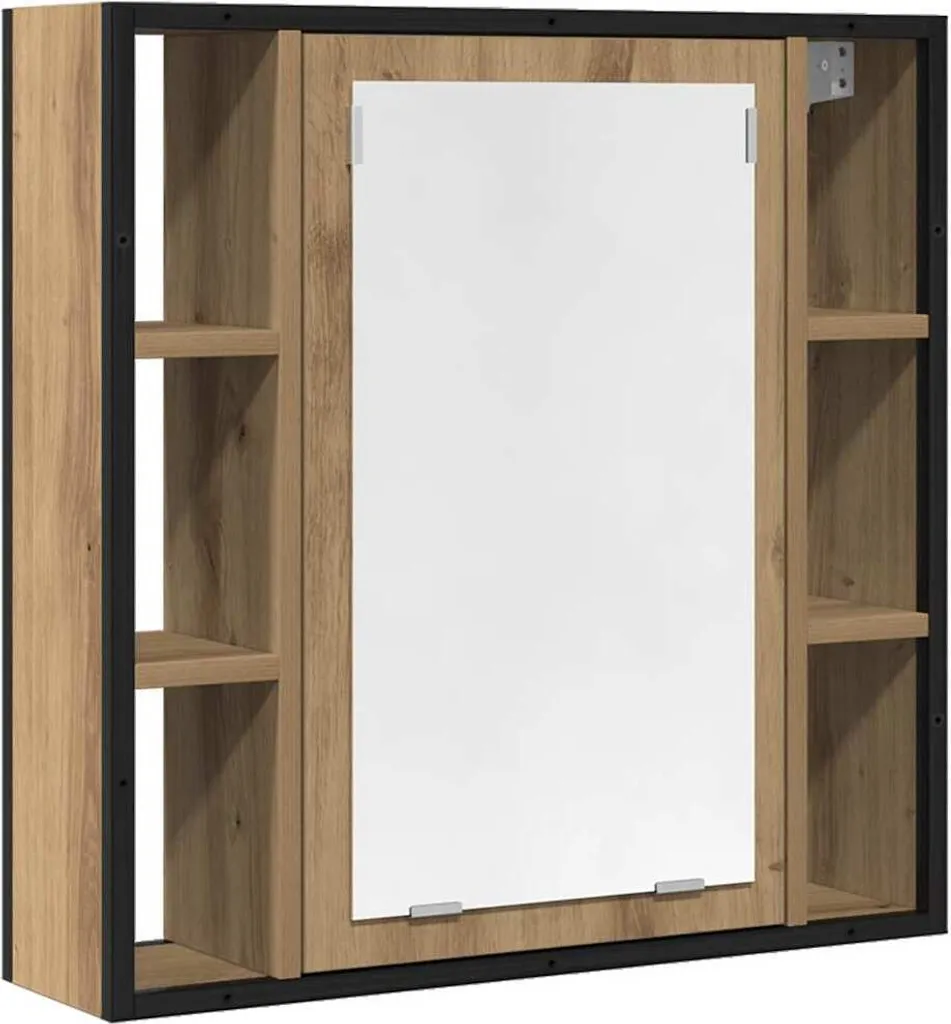 vidaXL Armadio a specchio per bagno Artisan oak 60x16x60cm materiale a base di legno