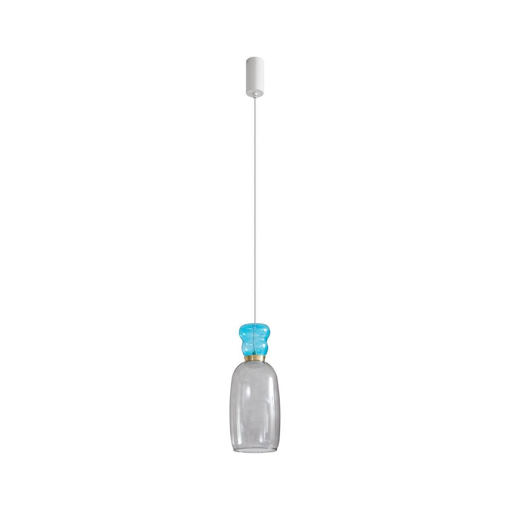 Lucande LED-Hängelampe Fay, hellgrau/hellblau, Glas, Ø 15 cm