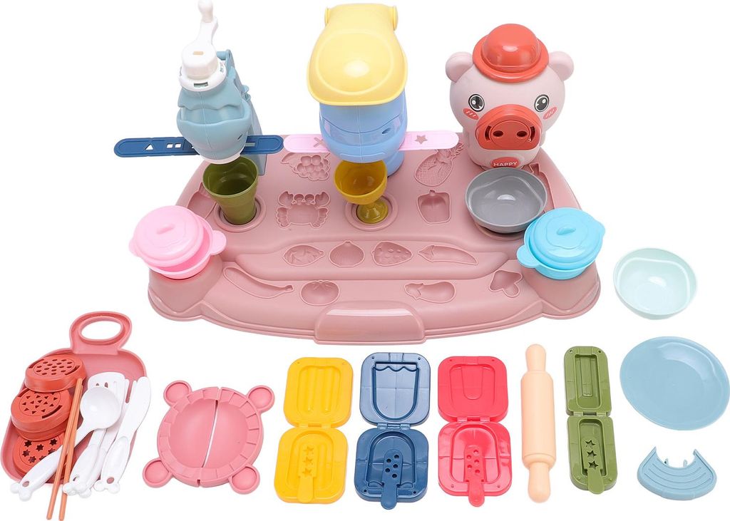 Farbteig-Spielset aus Kunststoff, Kreativität entwickeln, Hände-Auge-Koordination verbessern, unterhaltsamer Nudelhersteller aus Ton für Kinder