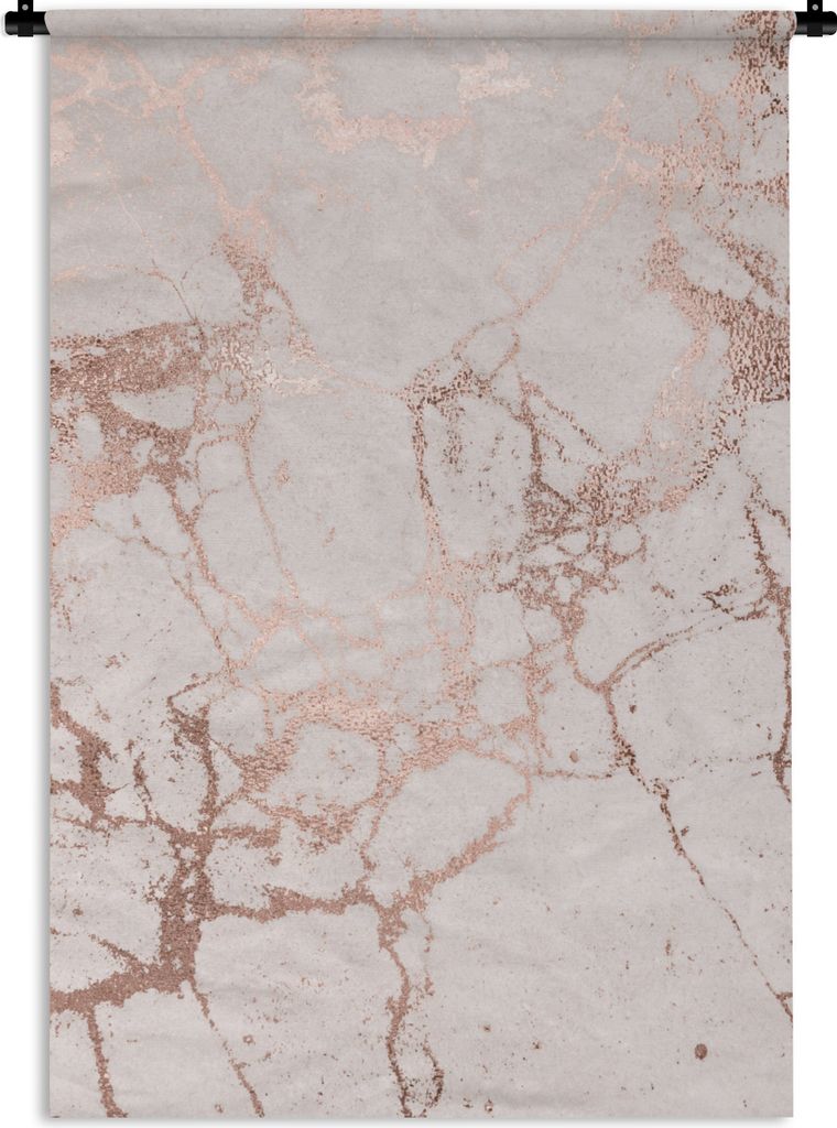 MuchoWow Wandteppich Wandbehang Marmor - Rosa - Roségold 60x90 cm Tapisserie Dekoration Wandtuch - Foto-Teppich - Abwaschbar