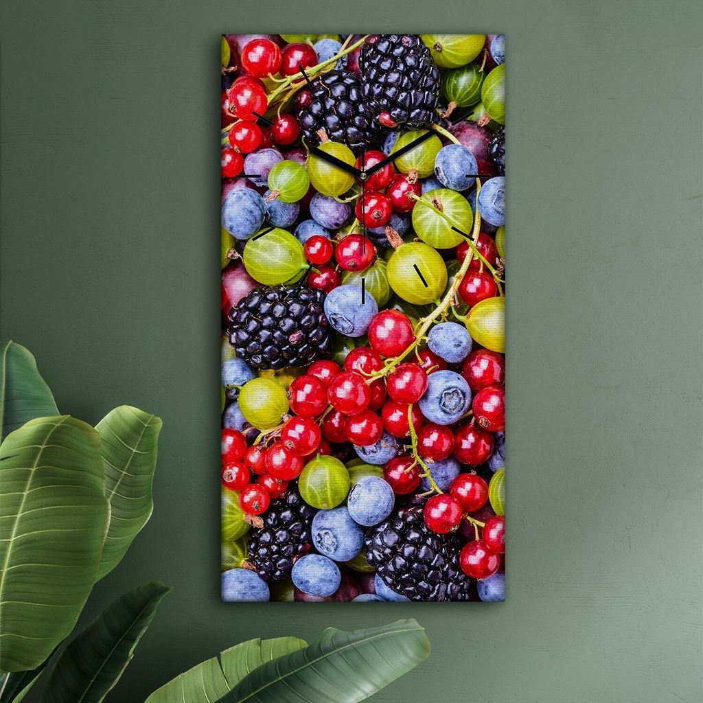 Wohnzimmer Leinwand Uhr Geräuschlos Küche 30x60 Farbige, Früchte, Motive, schwarze Zeiger