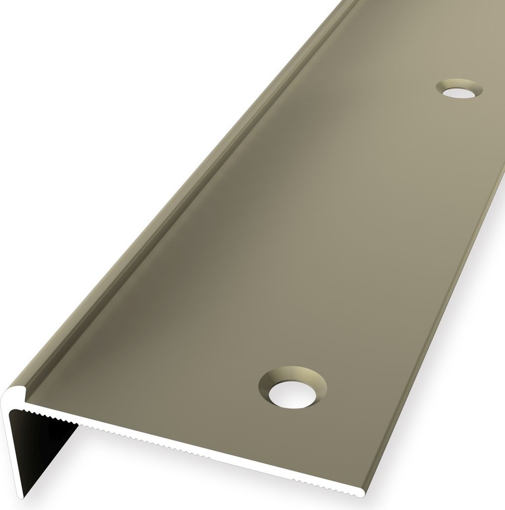 Treppenkantenprofil 18.5 x 48 x 2500 mm Winkelprofil Einfasshöhe 2.5 mm Aluminium hochwertig Versenkt Gebohrt Sand Küberit