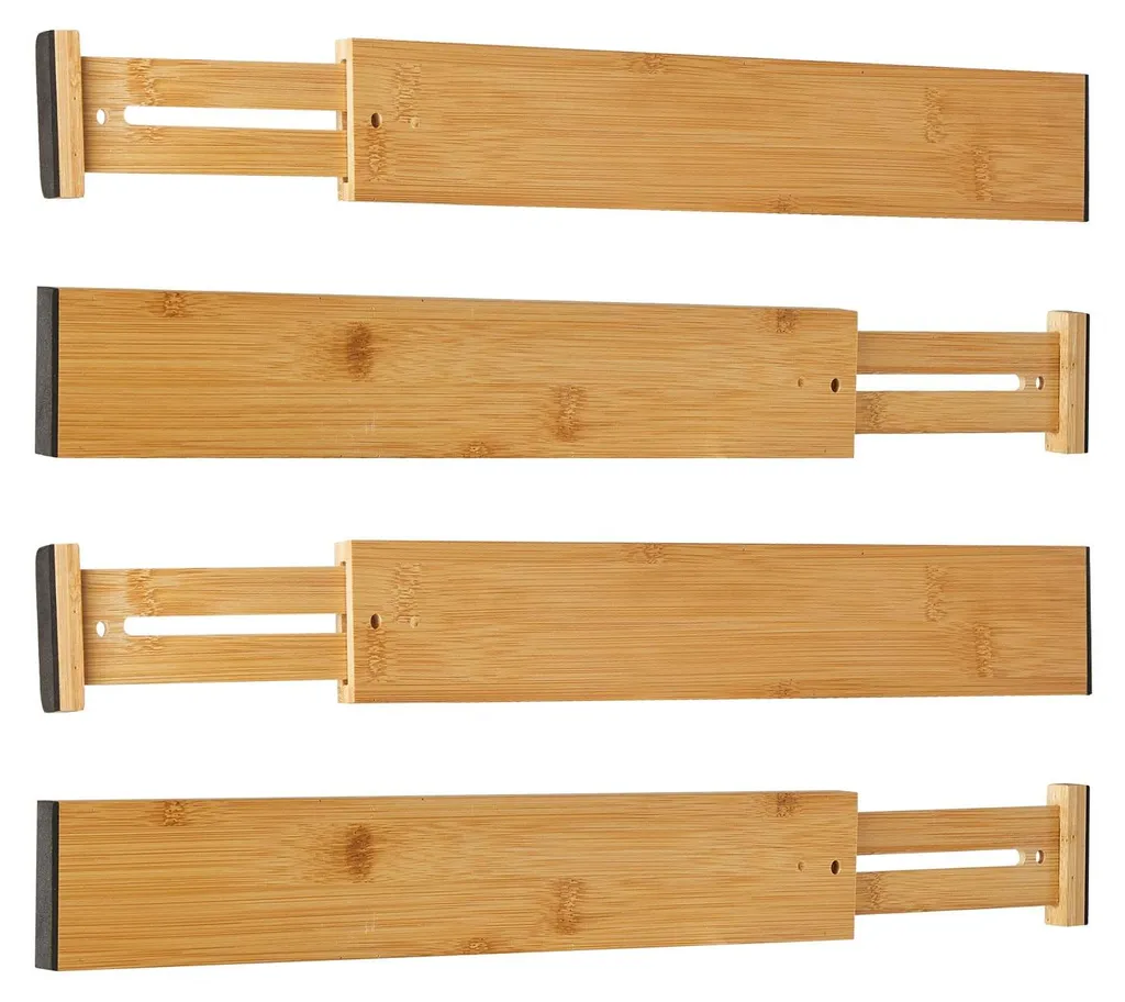 Organiseur de tiroir modulable en bois de bambou pour cuisine et bureau