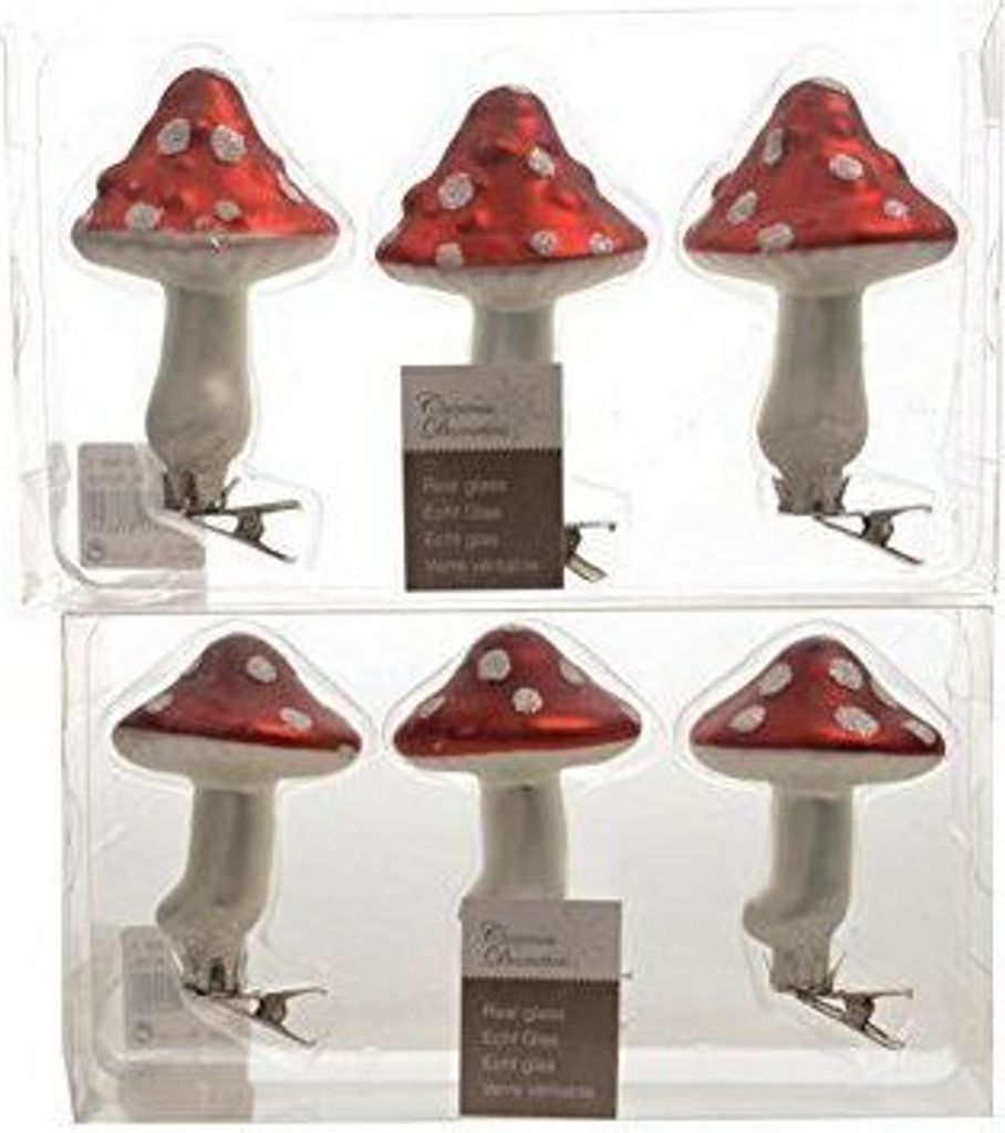 Baumschmuck Pilz knubbelige Pilzkappe 3er Set Glaspilz mit Produktbild 