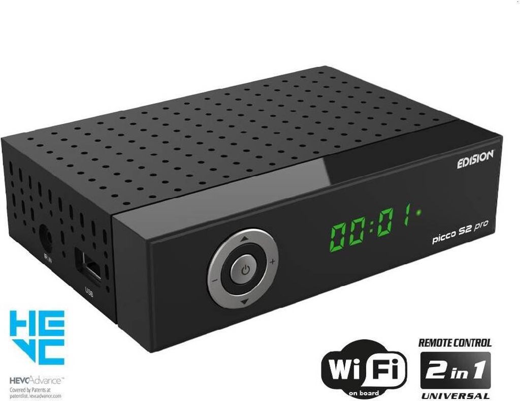 Edision picco S2 pro Full HD SAT Receiver mit WLAN schwarz Produktbild 