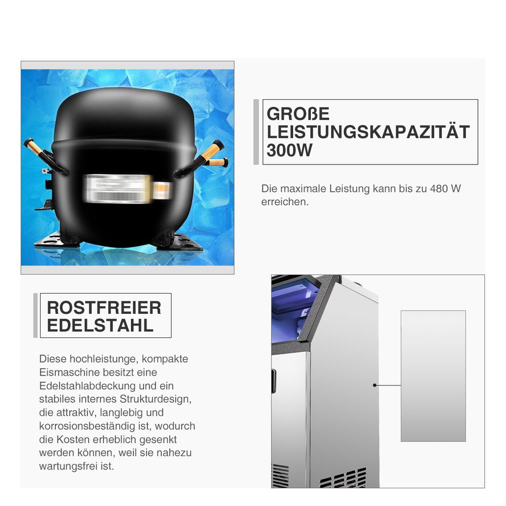 36pcs 60kg/24h Kommerzielle Eiswürfelbereiter Eismaschine Produktbild 18