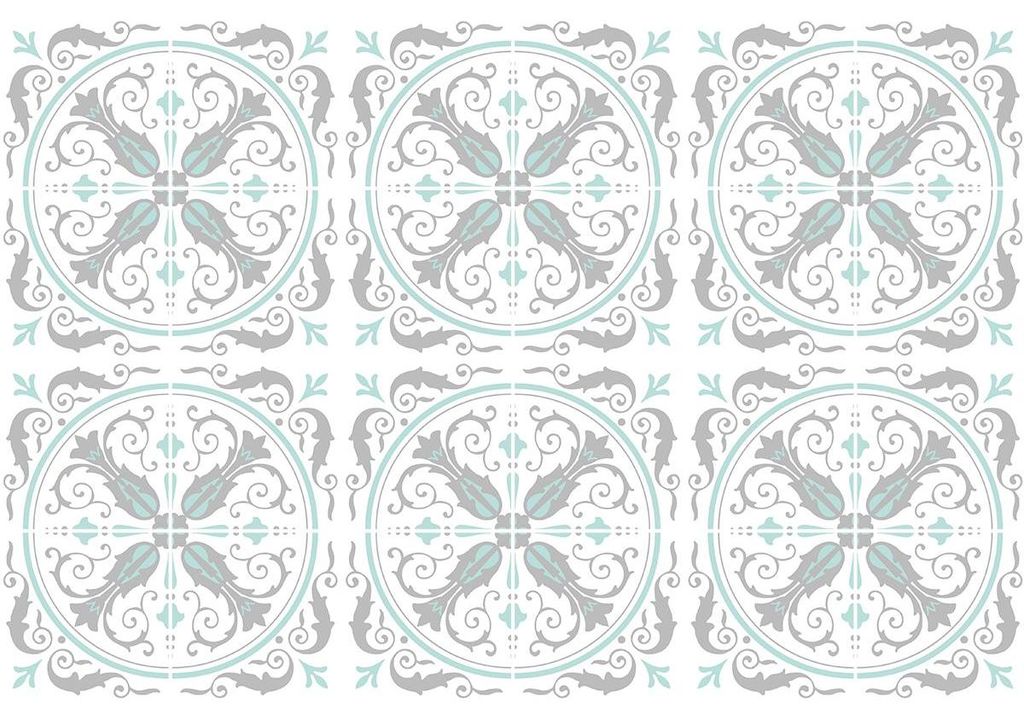 Selbstklebende Fliesenaufkleber für Küche und Bad – 24 Zementfliesenaufkleber, Azulejos Constanza – 24 Aufkleber, 15 x 15 cm