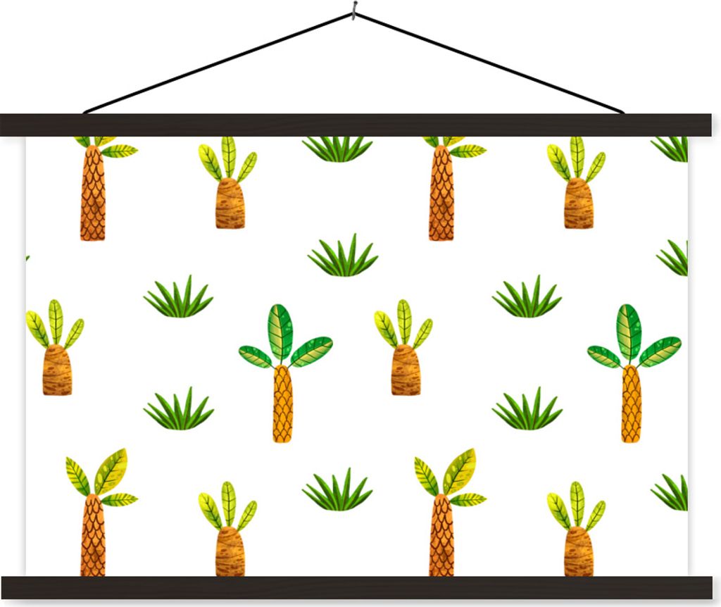 MuchoWow Textilposter Dschungel - Gras - Baum 90x60 cm mit schwarzem Rahmen - Aufhängungssatz