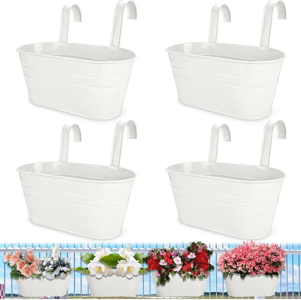 Suspension pour plantes en métal blanc 27.5cm aménagement petit balcon