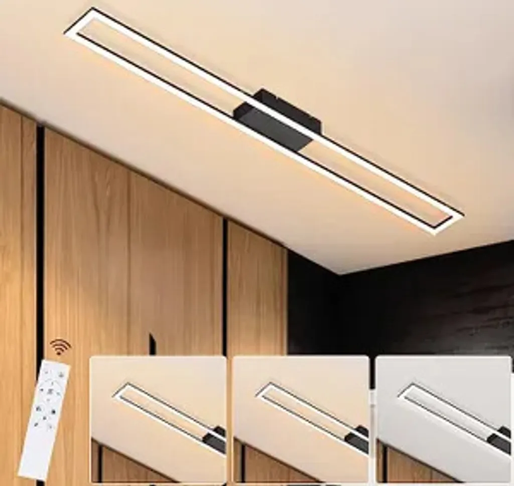 Plafonnier LED Rectangulaire 40W Noir Dimmable avec Télécommande Pro