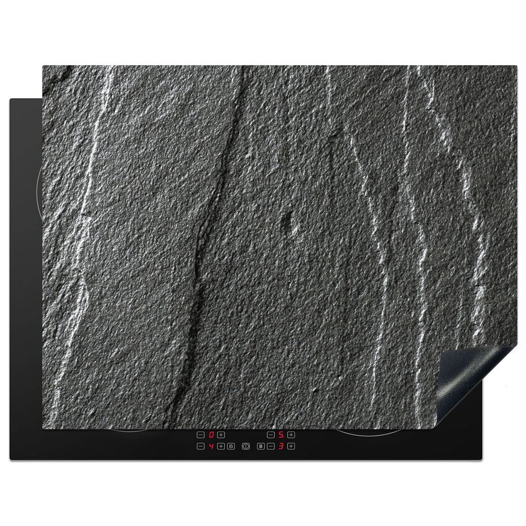 KitchenYeah Herdabdeckplatte Stein - Anthrazit - Grau - Steinstruktur , 77x59cm, Küche Deko, Glaskeramikkochfeld Herdabdeckung, Abdeckplatte fù...