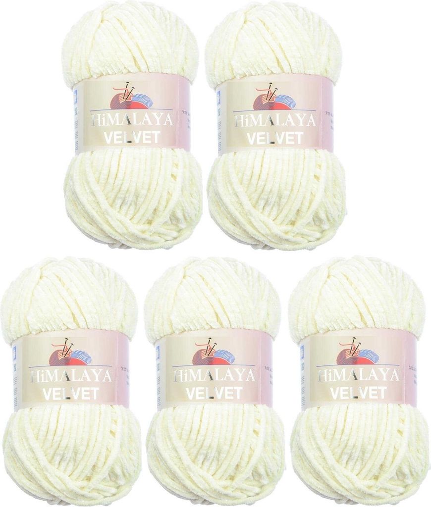5 x Himalaya 100 g Velvet Chenille-Wolle Handarbeit Amigurumi Stricken 42 Farben 90008 Ecru