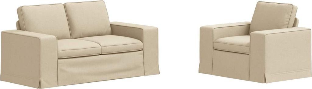 vidaXL Sofa Set 2 pcs Creme 162 x 80 x 82 cm Stoff