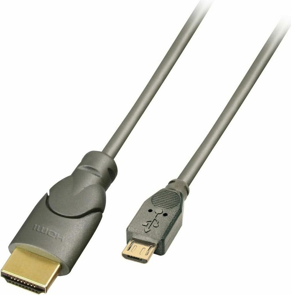 Lindy 0.5m HDMI - USB 2.0 Micro B M/M 0,5 m Micro USB Schwarz, Anthrazit