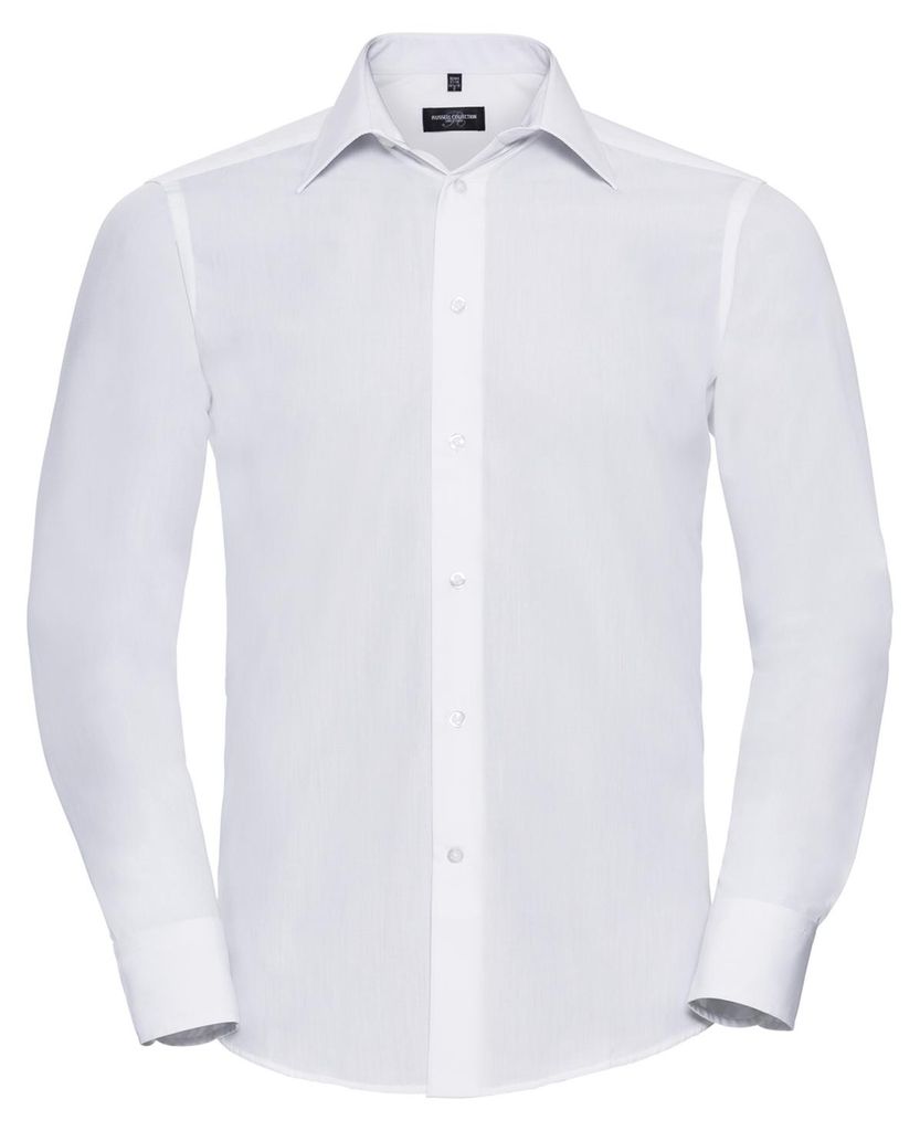 Russell Collection - "Classic" Hemd für Herren, Baumwoll-Popelin, Langärmlig LT4478 (4XL) (Weiß)