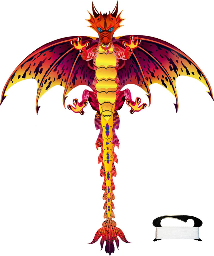 Drachen-Drachen, einfach zu fliegen, mehrfarbig, leicht zu fliegen, Lasergravur, Flugsaurier, Drachen für Kinder, Rot